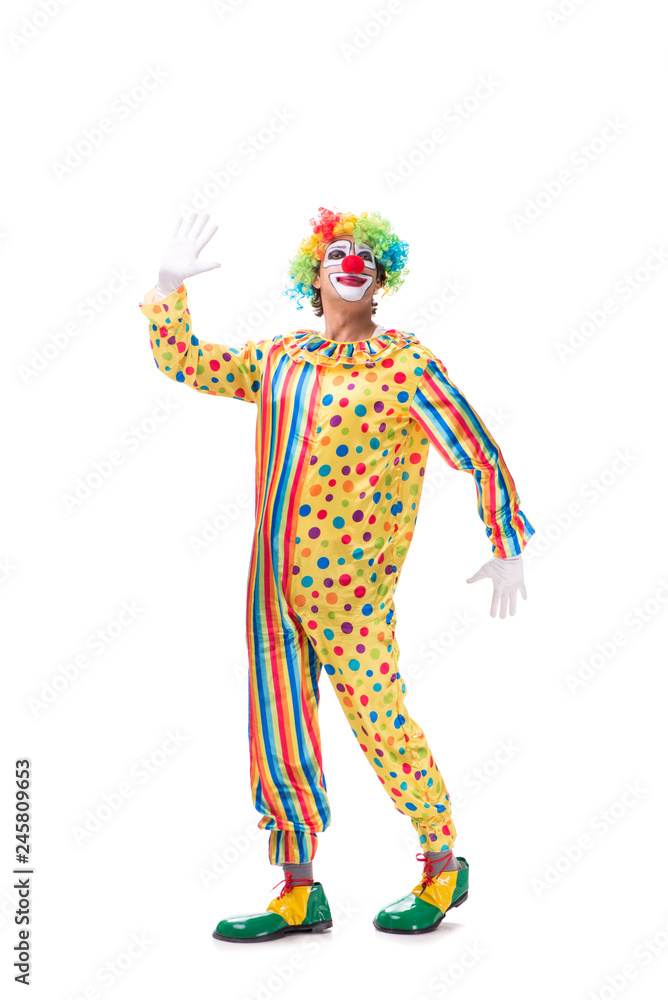 Funny clown isolated on white background