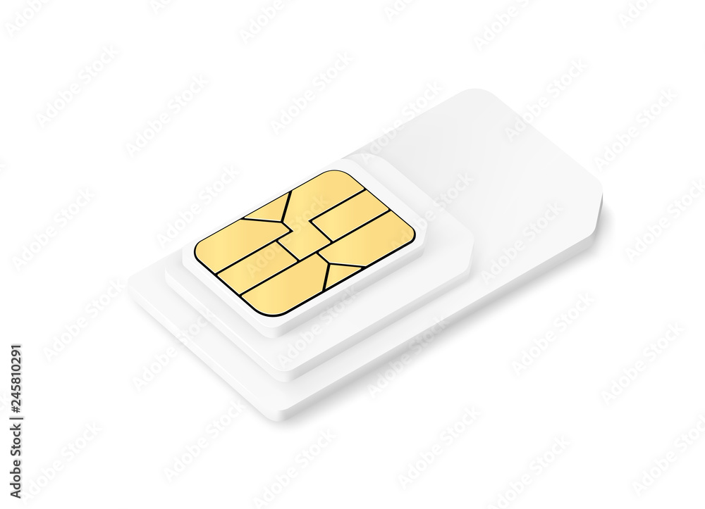 Blank plastic card with sim chip mockup. Vector illustration isolated on white background. Ready fro your design. EPS10. Blank plastic card with sim chip mockup. Vector illustration isolated on white background. Ready fro your design. EPS10.