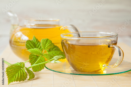 Wallpaper Mural Herbal tea served with fresh raspberry leaves Torontodigital.ca