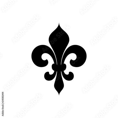 Black silhouette of lily flower (fleur-de-lis) on a white background