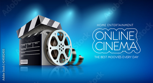 Online cinema. Banner for web films, movies and entertainment