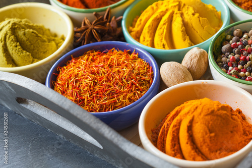Variety of multicolored spices