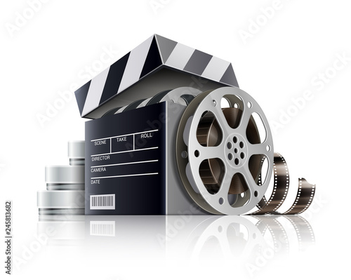 Cinematography or online cinema concept. Movie black box as