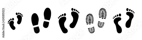 Set different human footprints. Baby footprint - stock vector.