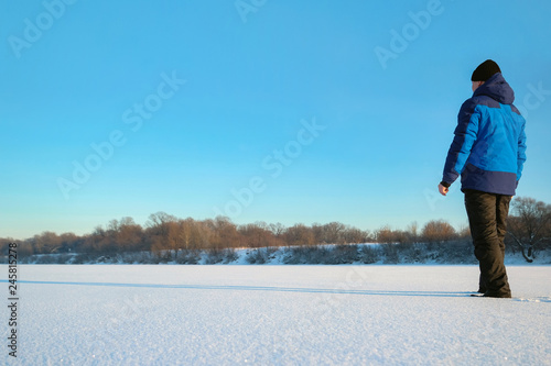 Man walking on snow 