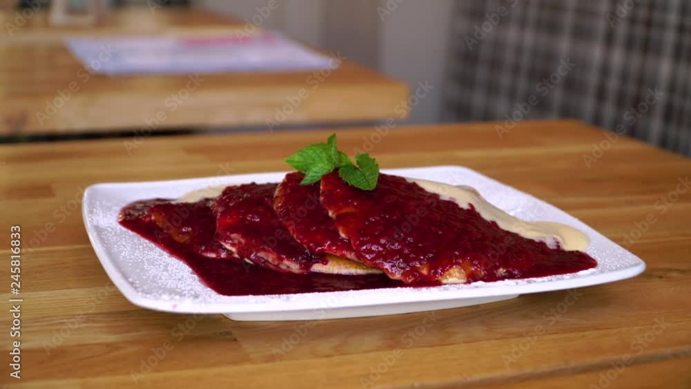 pancakes with raspberry and white chocolate pancakes with raspberry and white chocolate