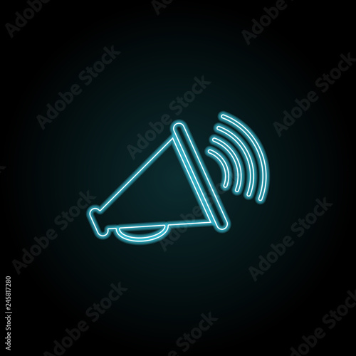 cinematographic horn icon in neon style. Simple thin line, outline vector of cinema icons for UI and UX, website or mobile application