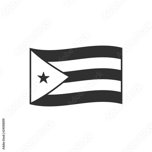 Cuba flag icon in black outline flat design. Independence day or National day holiday concept.