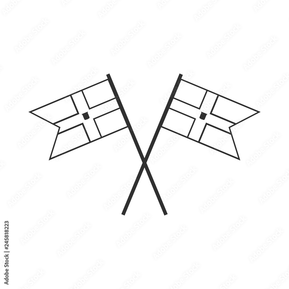 Dominican Republic flag icon in black outline flat design. Independence day or National day holiday concept. Dominican Republic flag icon in black outline flat design. Independence day or National day holiday concept.