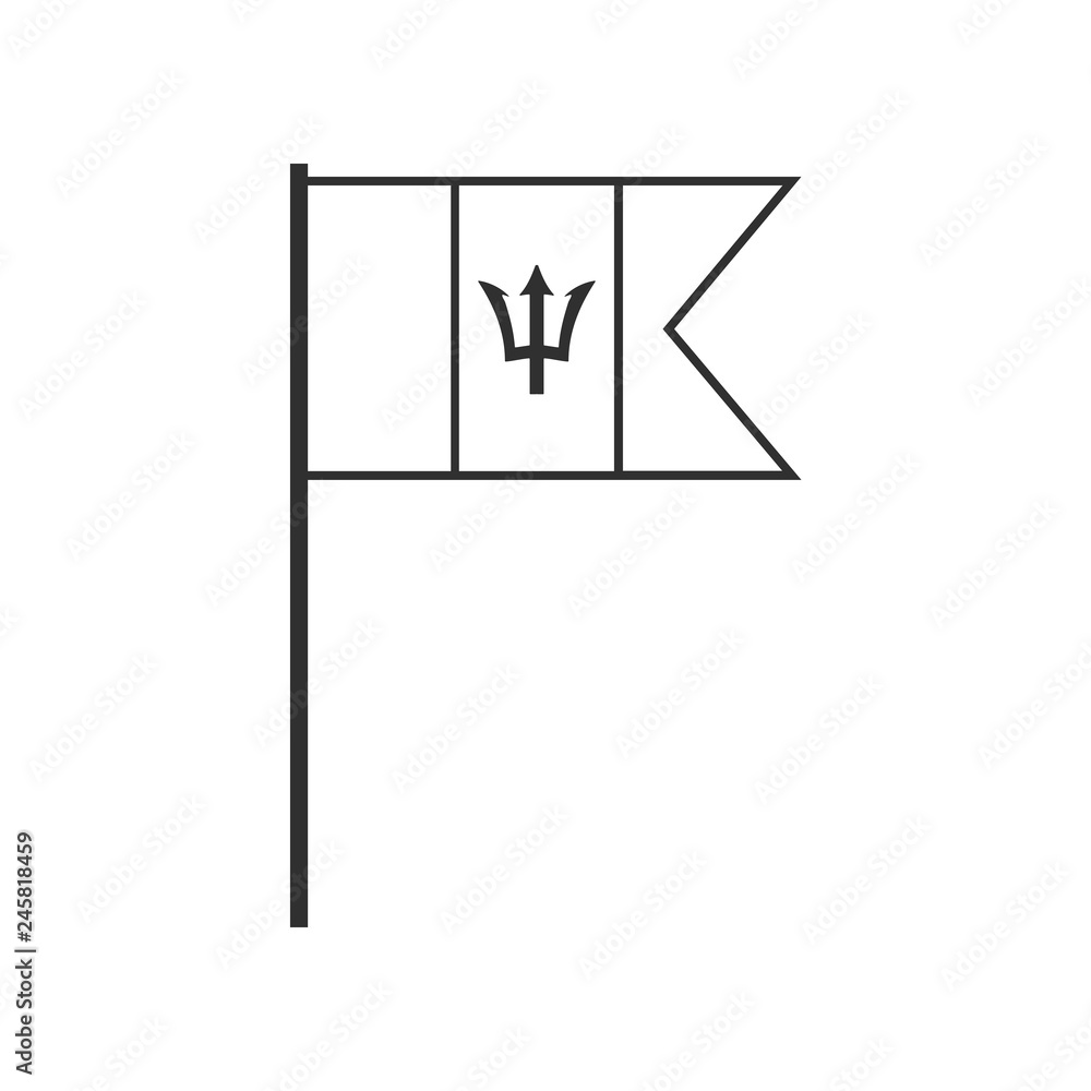 Barbados flag icon in black outline flat design. Independence day or National day holiday concept. Barbados flag icon in black outline flat design. Independence day or National day holiday concept.
