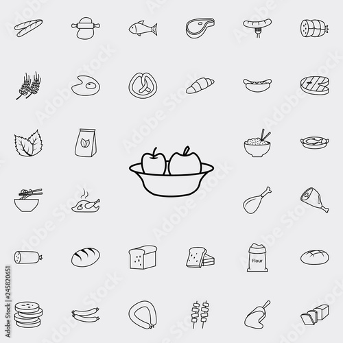 an apple in a plate icon. Food icons universal set for web and mobile