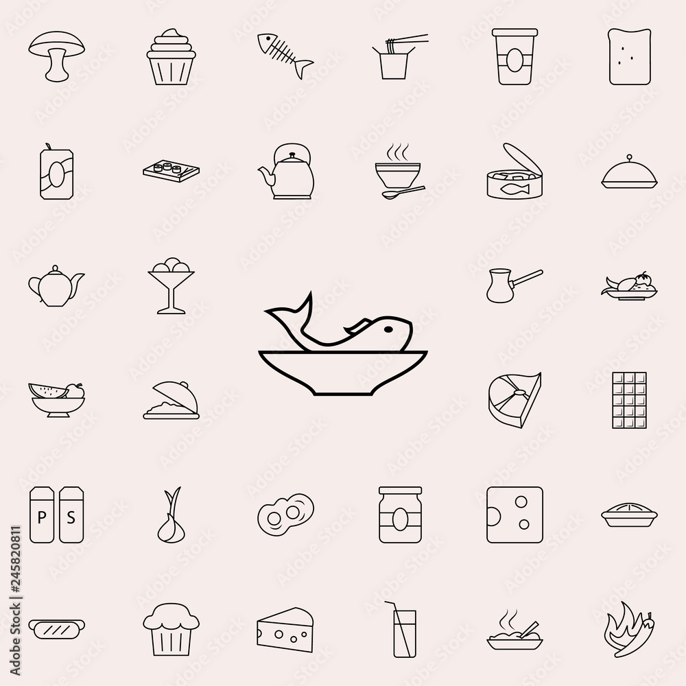 fish in a plate icon. Food icons universal set for web and mobile fish in a plate icon. Food icons universal set for web and mobile