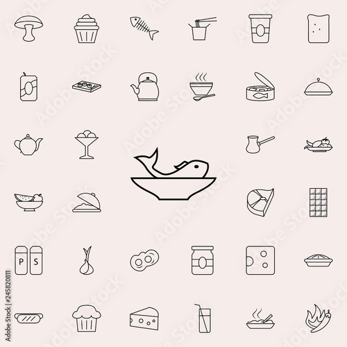 fish in a plate icon. Food icons universal set for web and mobile