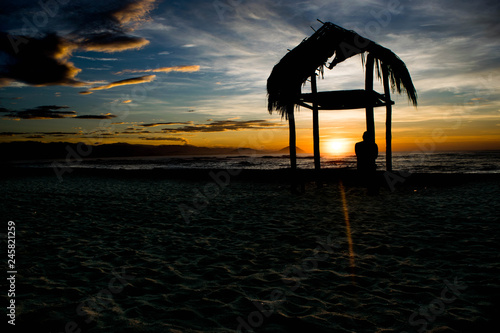 siluetas al amanecer en chacahua photo