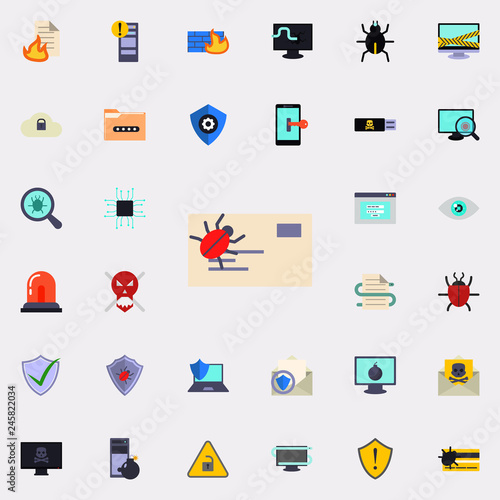 bug in mail icon. Virus Antivirus icons universal set for web and mobile