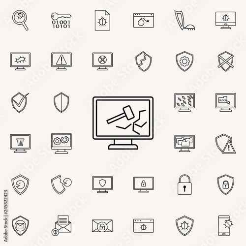 break system in monitor icon. Virus Antivirus icons universal set for web and mobile