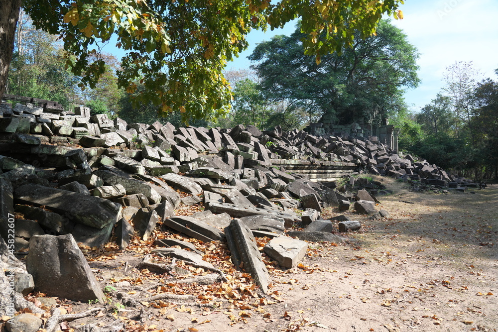 Siem Reap,Cambodia-January 13, 2019: The collapsed of gallery of Beng Mealea in Siem Reap, Cambodia