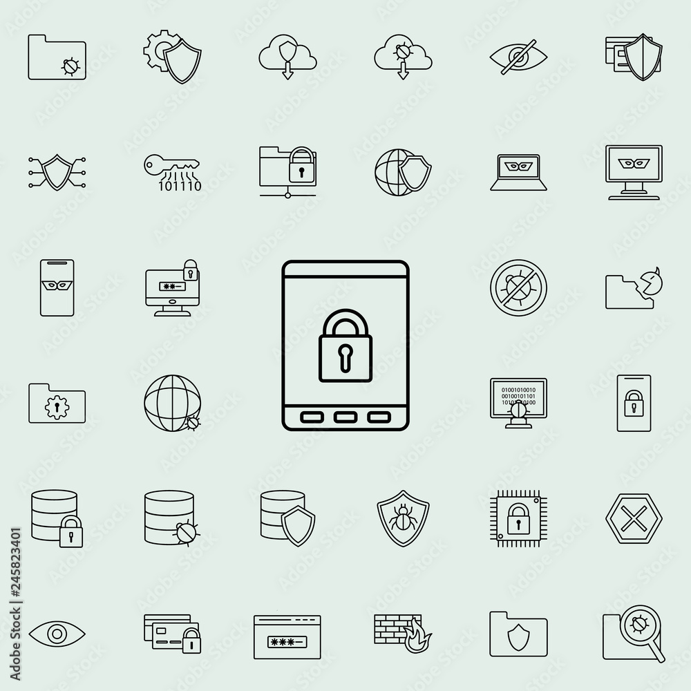 lock in phone line icon. Virus Antivirus icons universal set for web and mobile lock in phone line icon. Virus Antivirus icons universal set for web and mobile