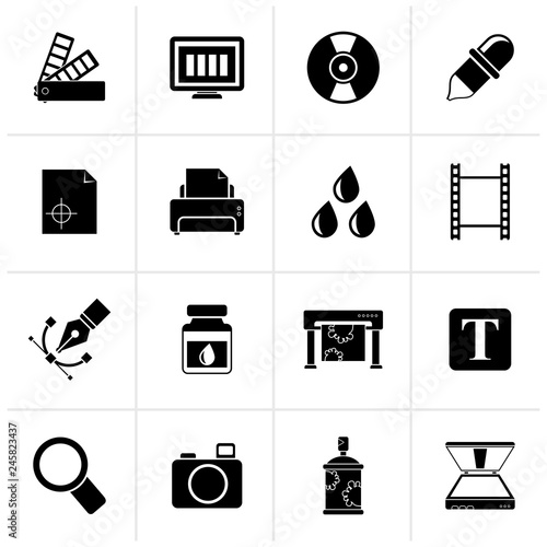Vászonkép Black Print industry and graphic design icons - vector icon set