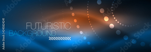 Glowing neon circle line dots, round line design, abstract style on black background. Neon abstract round circles Magic neon lights and glowing dots