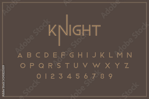 Original vintage royal font. A set of letters and numbers in retro style. Symbols for creative design template. Flat illustration EPS10