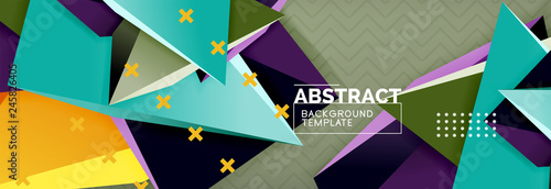 3d triangular shapes geometric background. Origami style pattern with triange shapes for decorative design. Poster design. Line design. Modern presentation template