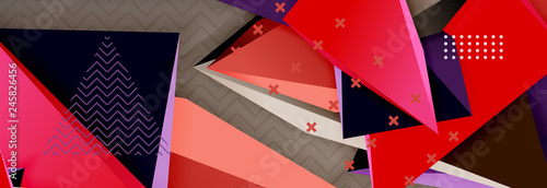 3d triangular shapes geometric background. Origami style pattern with triange shapes for decorative design. Poster design. Line design. Modern presentation template