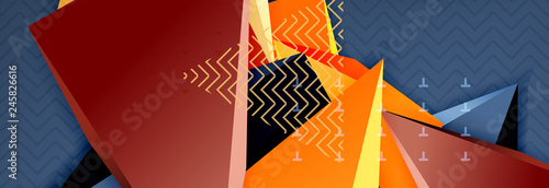 3d triangular shapes geometric background. Origami style pattern with triange shapes for decorative design. Poster design. Line design. Modern presentation template