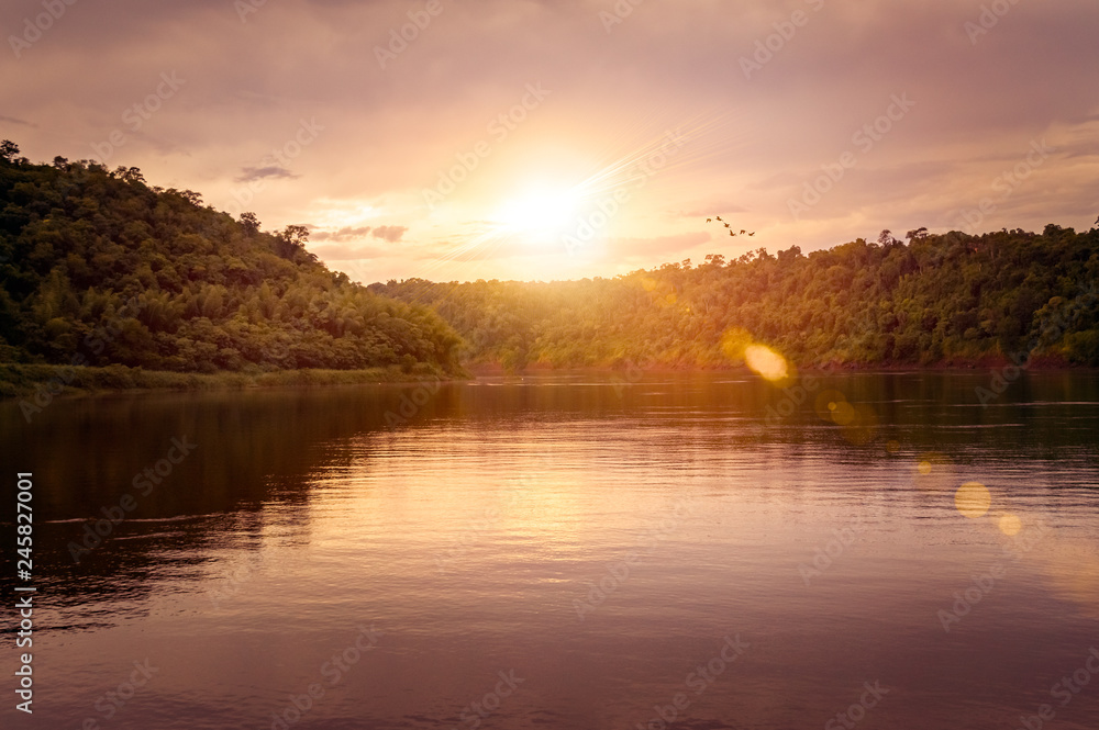 Fototapeta premium Sunset on the Iguassu river