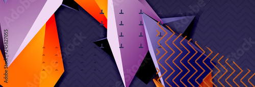 3d triangular shapes geometric background. Origami style pattern with triange shapes for decorative design. Poster design. Line design. Modern presentation template