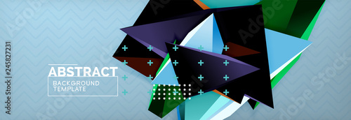 3d triangular shapes geometric background. Origami style pattern with triange shapes for decorative design. Poster design. Line design. Modern presentation template