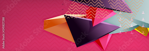 3d triangular shapes geometric background. Origami style pattern with triange shapes for decorative design. Poster design. Line design. Modern presentation template