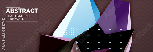 3d triangular shapes geometric background. Origami style pattern with triange shapes for decorative design. Poster design. Line design. Modern presentation template