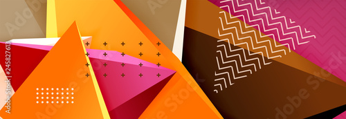 3d triangular shapes geometric background. Origami style pattern with triange shapes for decorative design. Poster design. Line design. Modern presentation template