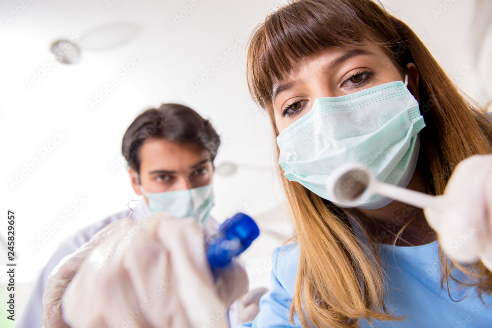 Concept of treating teeth at dentists Concept of treating teeth at dentists