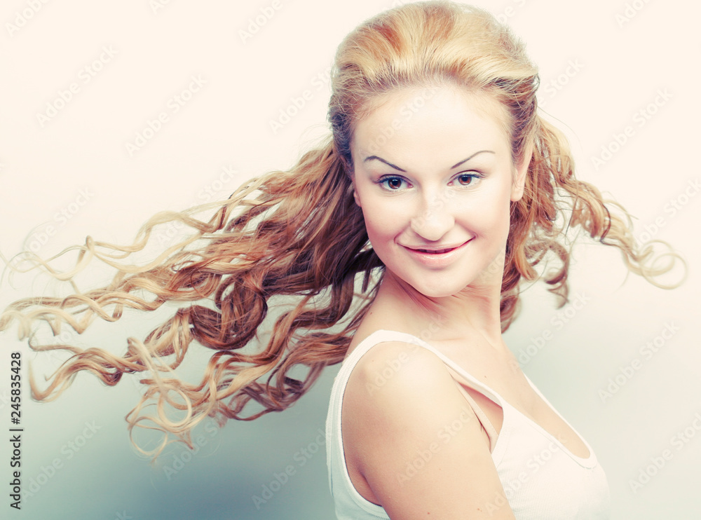 beautiful woman with flying hair beautiful woman with flying hair