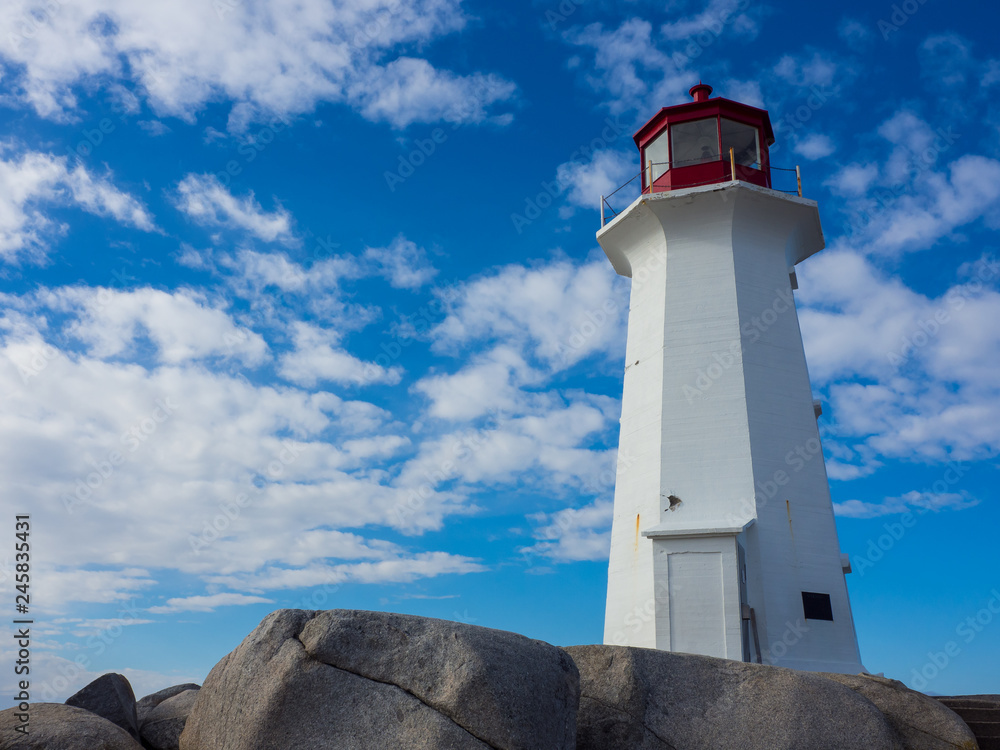 Peggy's Cove Lighthouse, Nova Scotia Canada, no people, landmark, travel, tourism