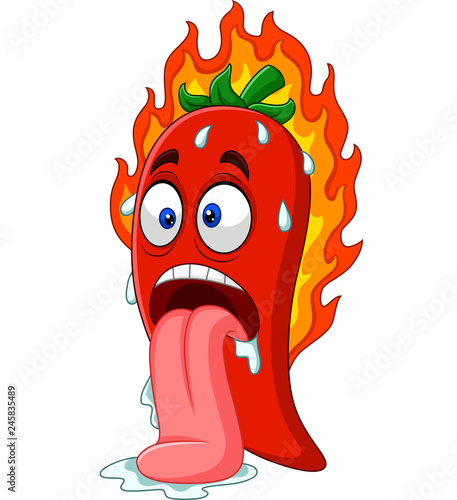 Cartoon chili pepper with tongue out
