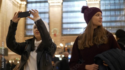 Young women visit Grand Central station New York