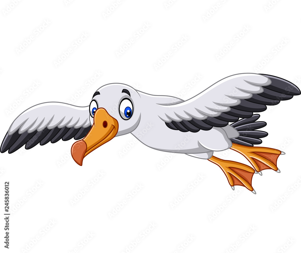 Naklejka premium Kreskówka latający albatros