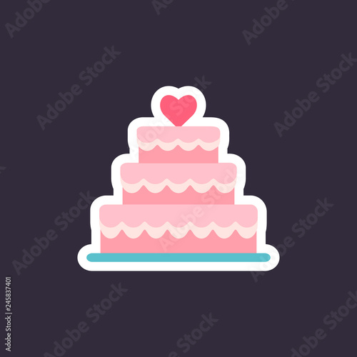 Stacked wedding cake dessert with heart.