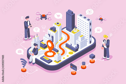 Smart city on digital touch screen