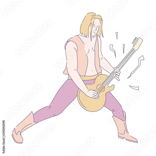 Guitarist playing electric guitar rock musician vector