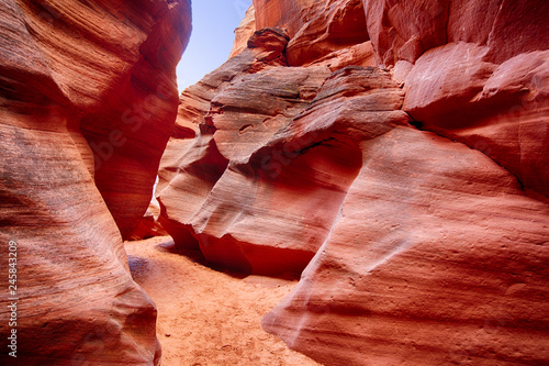 inside walls of a slot canyon showing erosion