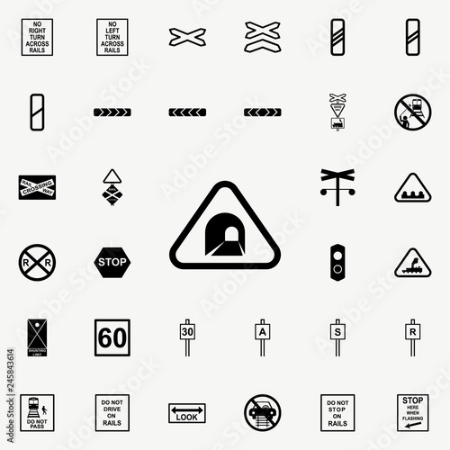 tunel sign icon. Railway Warnings icons universal set for web and mobile