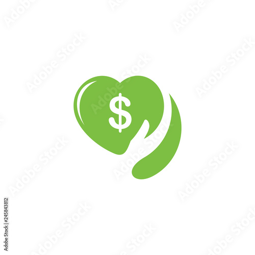 money dollar love hand care finance logo vector