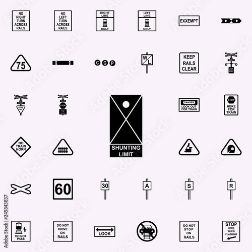 shunting limit icon. Railway Warnings icons universal set for web and mobile