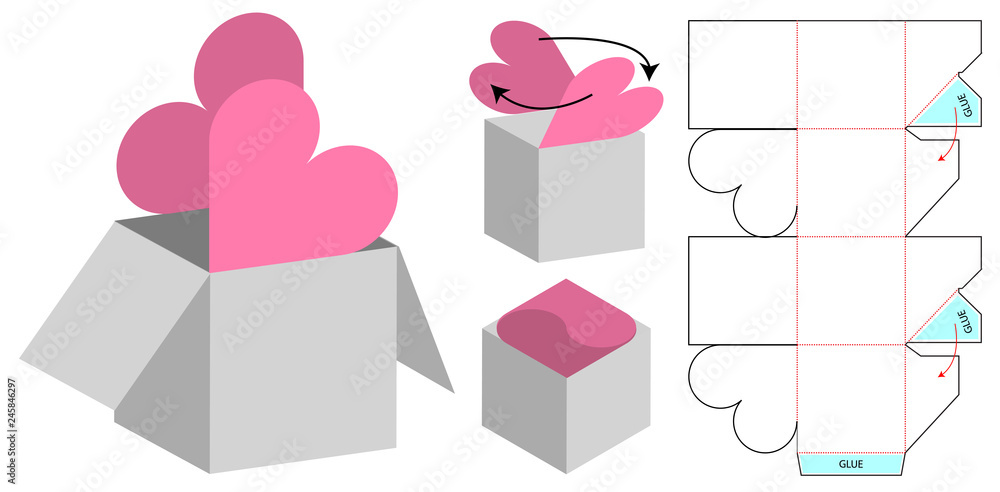 Fototapeta premium Box packaging die cut template design. 3d mock-up