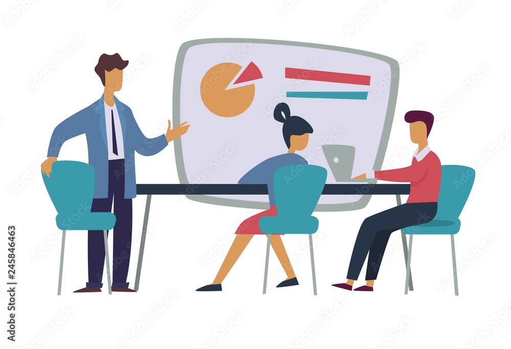 Fototapeta premium Business meeting conference graphic presentation vector illustration