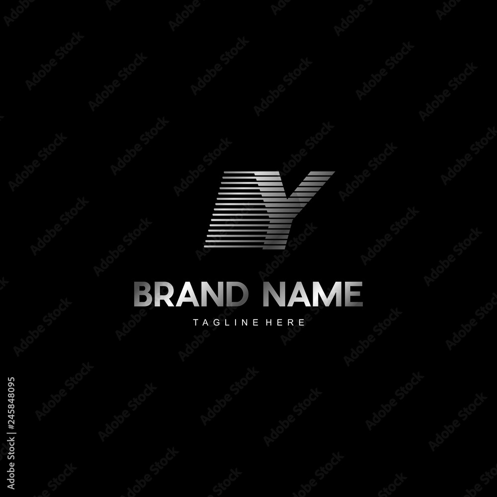 Fototapeta premium Letter Y Stripe Speed Faster Abstract Silver Metallic Creative Business Logo